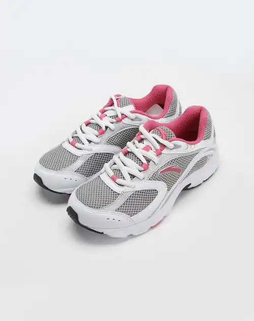 安踏anta女装专场-女款灰/粉红色网状绑绳运动鞋