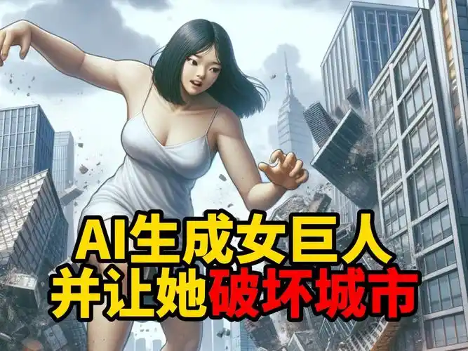 ai生成女巨人,并让她破坏城市