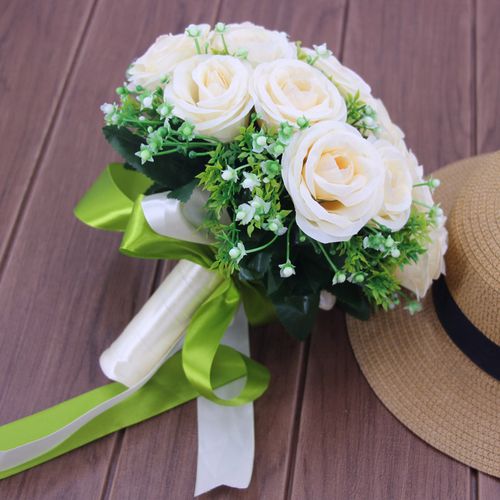 坊-手捧花新娘中式韩式仿真玫瑰花结婚花球清新森系高档拍照道具婚礼