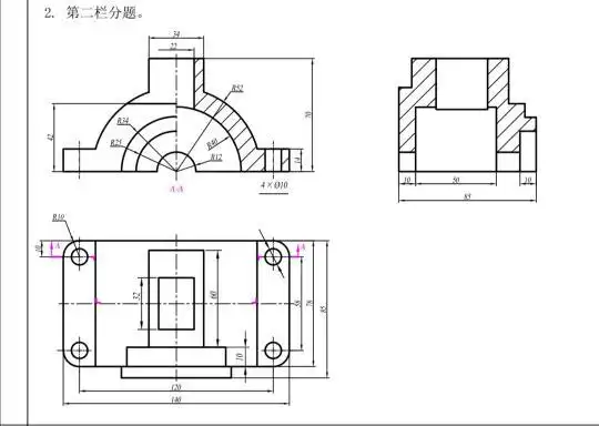 大一工程制图问题求解!关于全剖视图的尺寸标注该怎么标注?