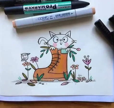 小动物马克笔简笔画马克笔儿童画小企鹅93马克笔美术简笔画创意美术