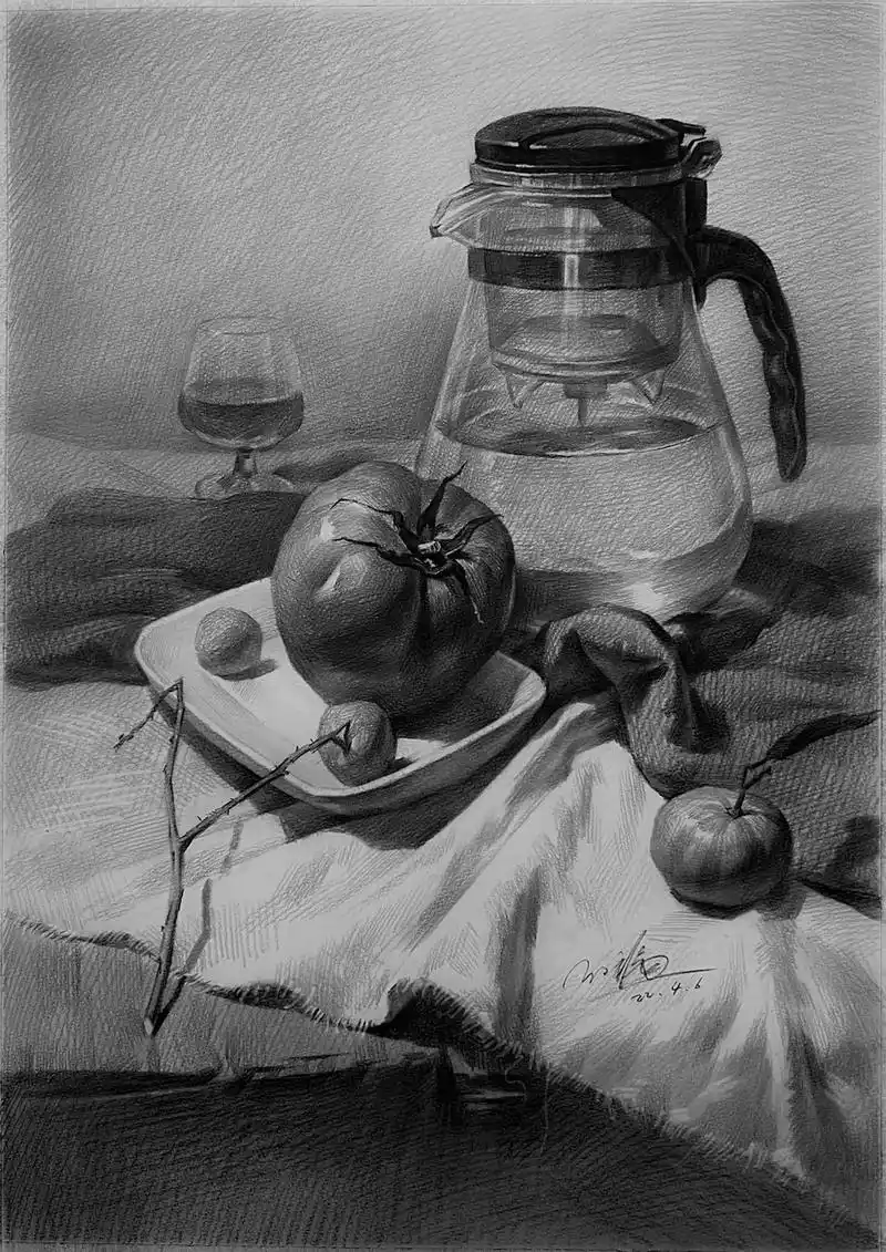 玻璃质感水壶,听说很多同学不绘画#巴莫素描 #零基础学画画  - 抖音