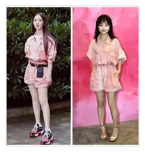 164孟美岐撞衫162谭松韵只差2cm却穿出了高瘦美与土肥圆差距