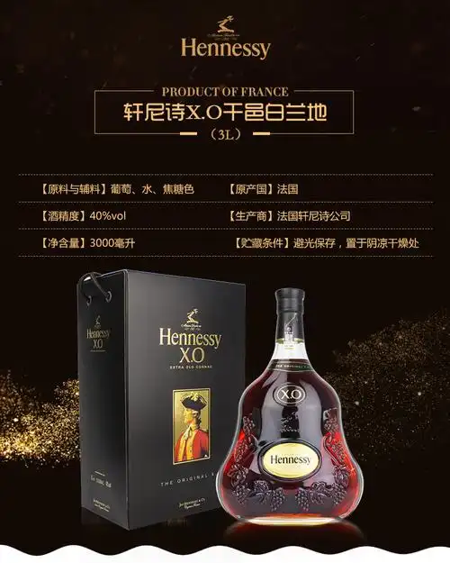 轩尼诗xo40度3000ml洋酒