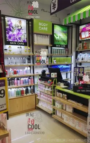 化妆品展示柜厂家美妆店道具美容院柜台护肤品背柜化妆品展柜定做