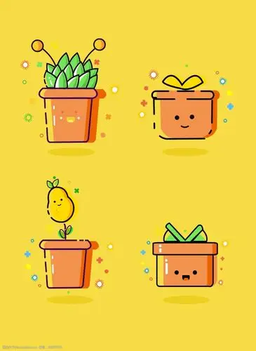植物可爱卡通创意原创mbe简约风小图标图片-图行天下图库