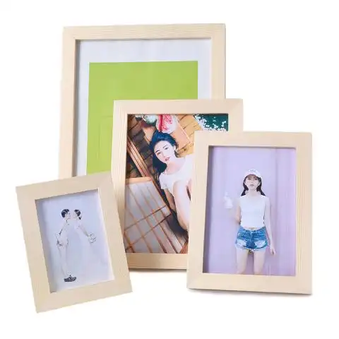 照片5寸相框 原木摆台现代创意 实木质像框免费洗照片挂墙67810a4
