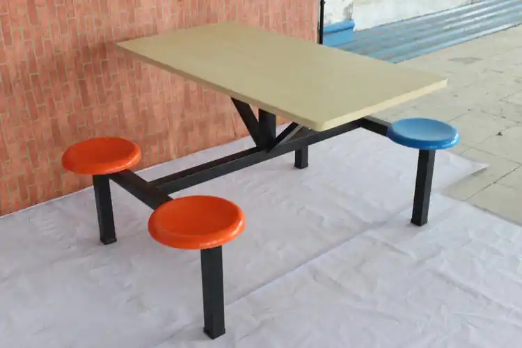 厂家直销简约现代学校食堂小吃连体快餐桌椅 定制款连体快餐桌椅