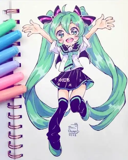 马克笔手绘素材可爱的女孩