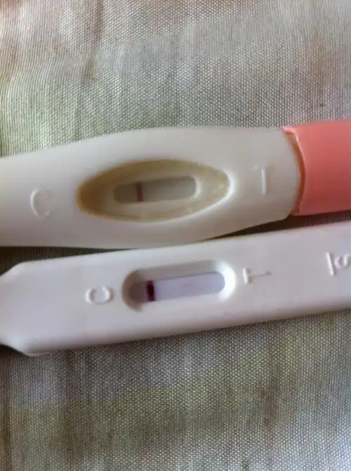 请大家帮忙鉴定一下 这样是不是没有怀孕 , 左边的那一只验孕棒 下面