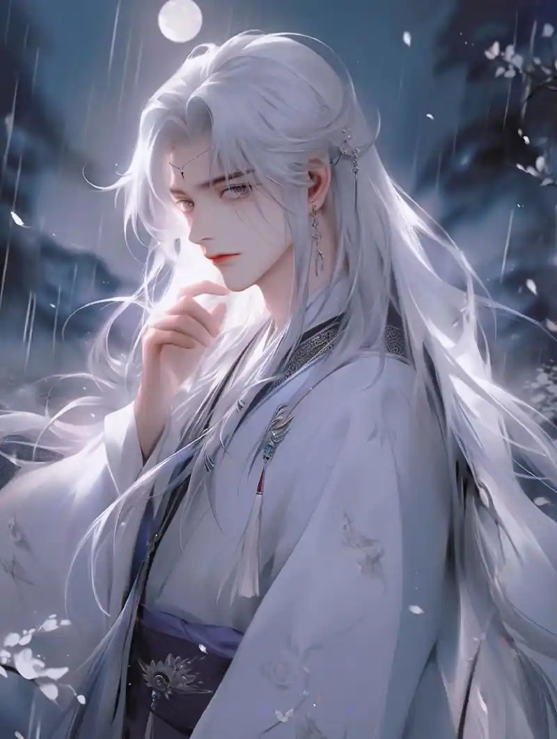 白毛控·古风白发男生头像