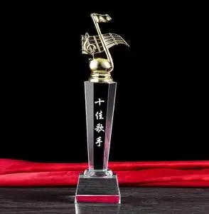 水晶奖杯 定制金属音符 十佳歌手校园十大歌手班级大合唱歌唱比赛