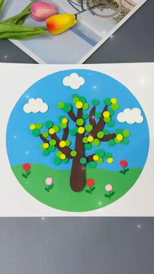 用粘土做春天的小树