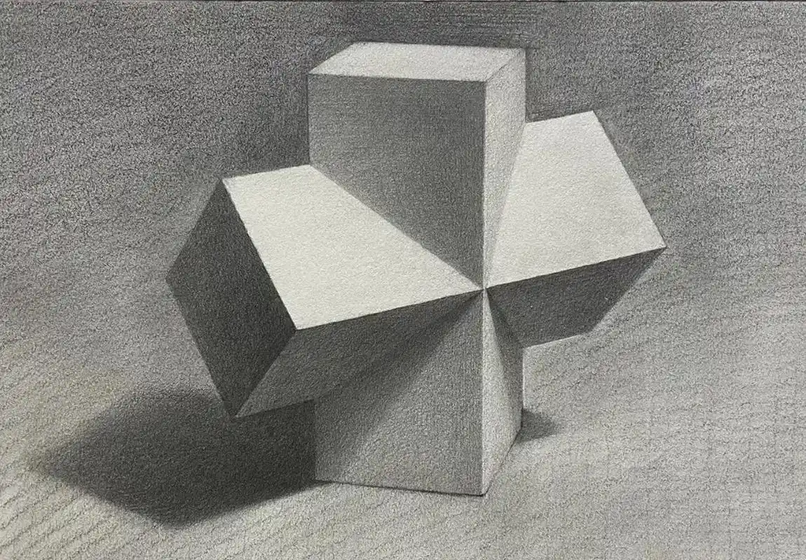 十字穿插体绘制步骤图#素描 #素描几何体 #素描基 - 抖音