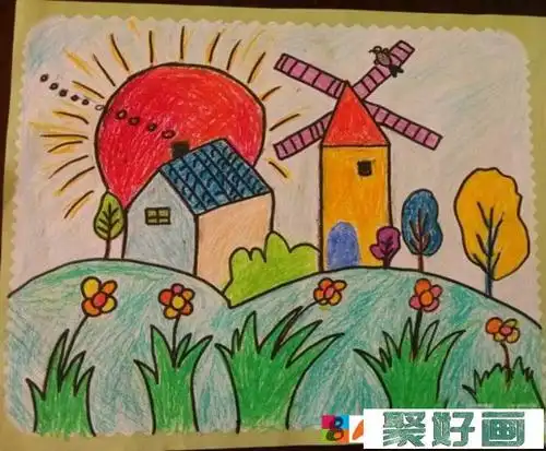 我的绿色梦想家园儿童画