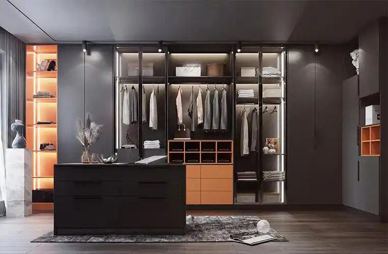 伟询整体衣柜定制开放式衣帽间轻奢现代极简衣橱定做