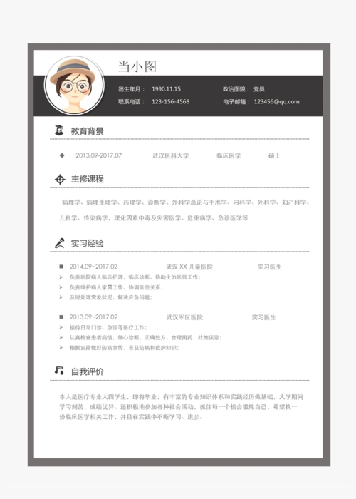 临床医学个人简历模板