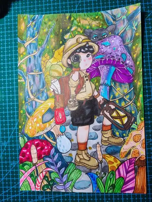 马克笔手绘森林探险记附线稿