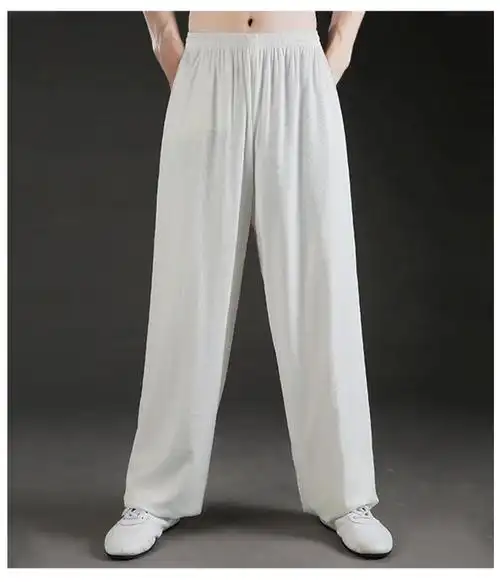 夏天新款冰丝太极裤男女夏太极服裤子夏季薄款武术裤太极拳练功裤黑色