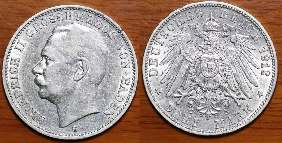 德国巴登银币 1812年g 3马克(大图展示)