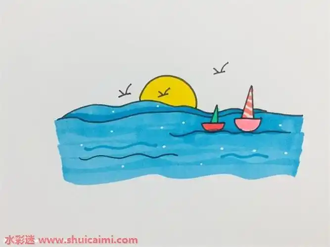 幼儿画大海简笔画大图