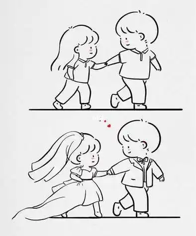 情侣简笔画一男一女 情侣简笔画一男一女可爱