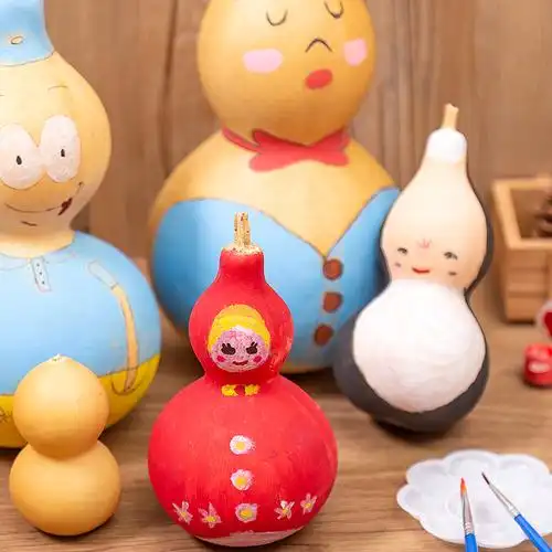 幼儿园美术涂鸦儿童创意绘画材料天然葫芦diy葫芦