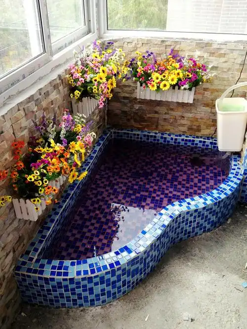 家居设计,花卉,阳台阳台小鱼池