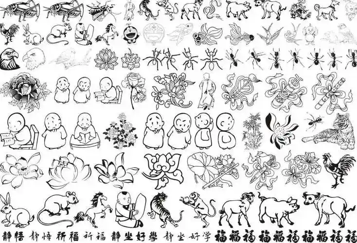 葫芦烙画底稿贴纸底稿烫画图案葫芦上的贴纸图案葫芦雕刻图案贴纸