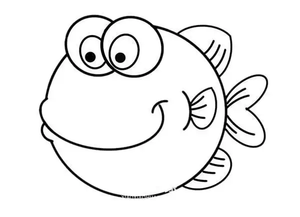 张开嘴巴鱼的简笔画