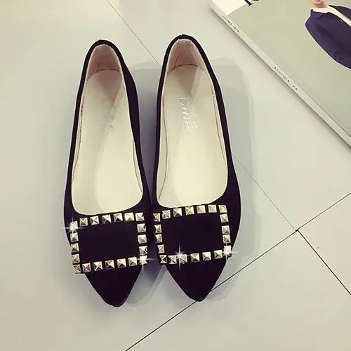 单鞋女鞋平底鞋平跟鞋尖头 春秋新款低帮浅口韩版休闲鞋