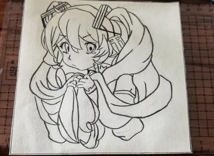 摸鱼#手绘临摹  #初音未来手绘