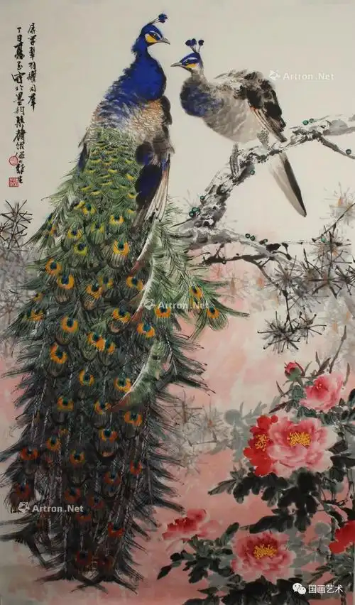 金翠屏开春富贵他画的孔雀太美啦