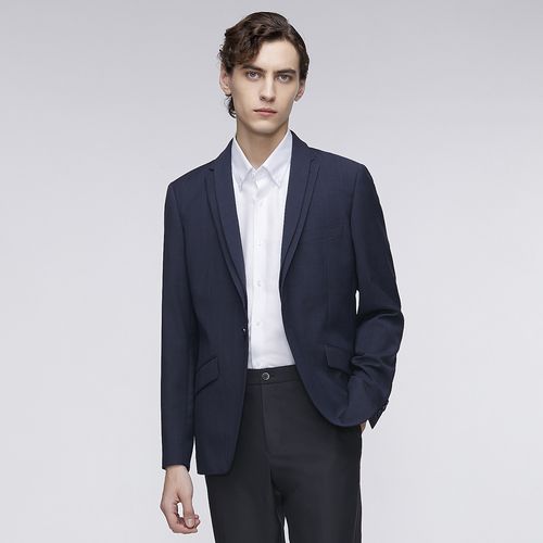【含绵羊毛】男款经典双层领设计格纹商务职业西服西装外套男