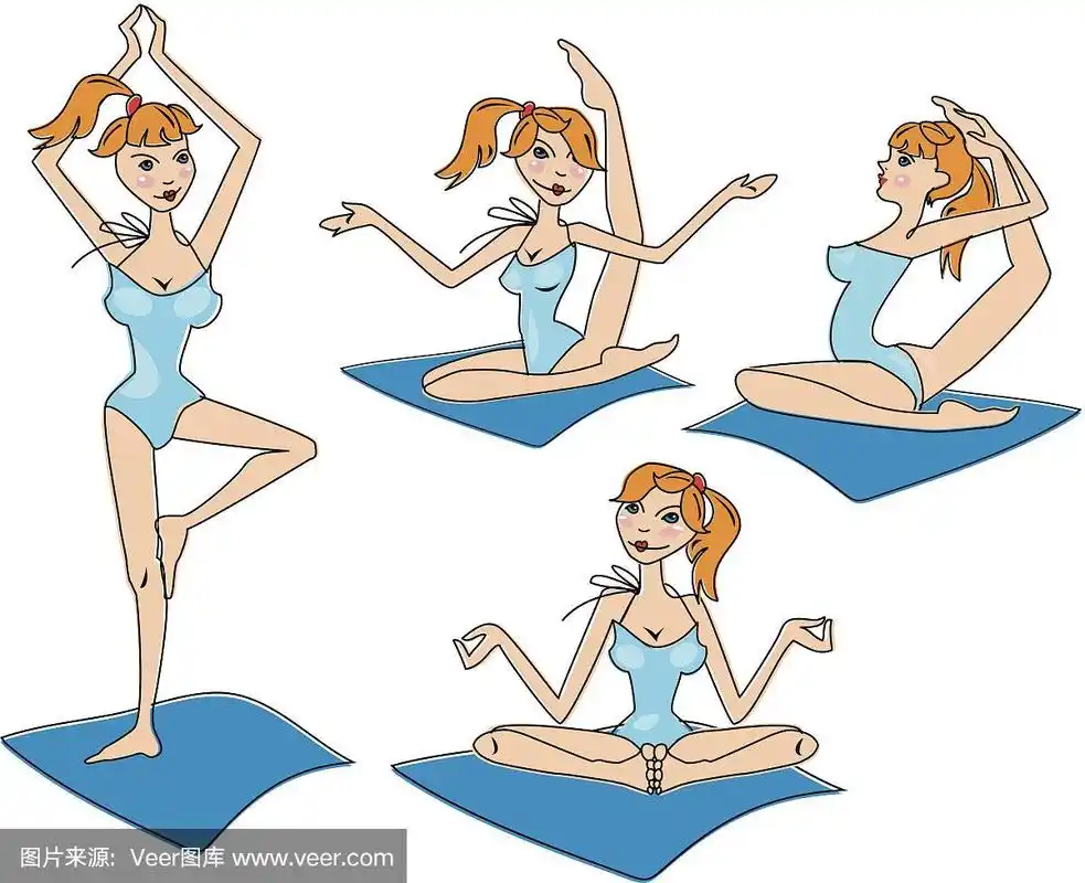 有趣的女孩卡通练习瑜伽