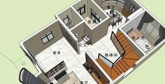 原创8x12米不足百平方米简欧别墅挑空客厅露台酒吧间一样不少