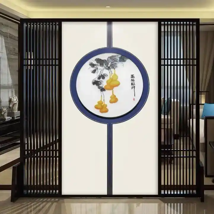 五福临门玄关画新中式装饰画葫芦墙纸壁纸过道装饰壁画走廊背景画