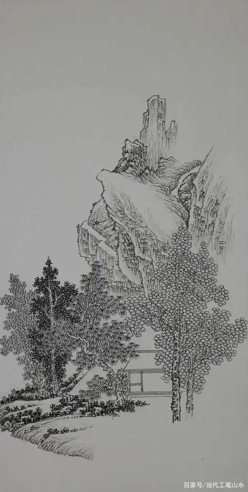 青绿山水临摹有白描大稿轻松很多!