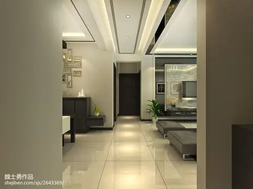 98平方三居过道现代装修图片121-150m三居现代简约家装装修案例效果图
