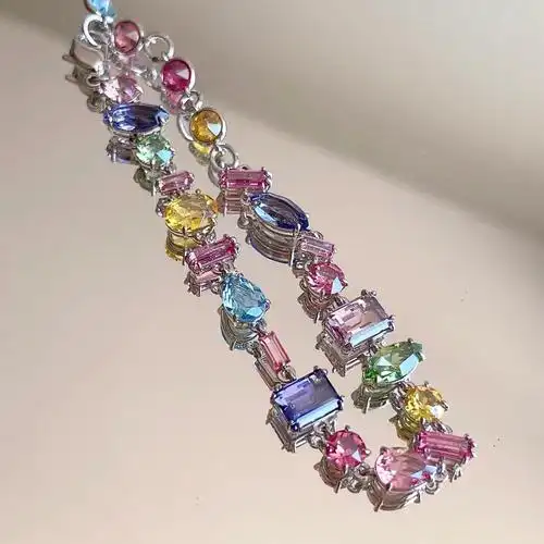 施家流光溢彩彩虹色糖果手链女施华洛元素水晶手镯女厂家一件代发