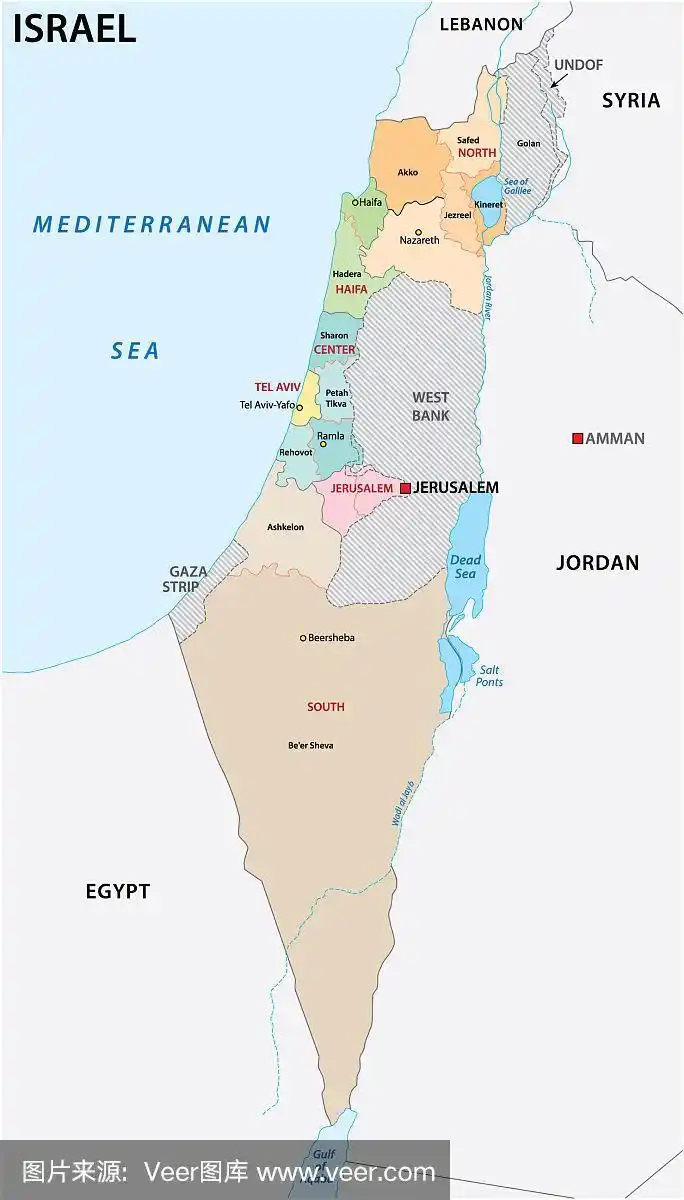 以色列行政和政治地图