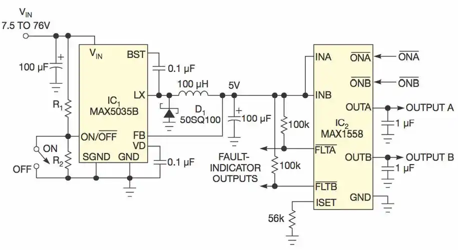 电路: 用汽车点烟器给两个 usb 充电