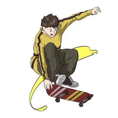 手绘卡通滑板运动员人物素材