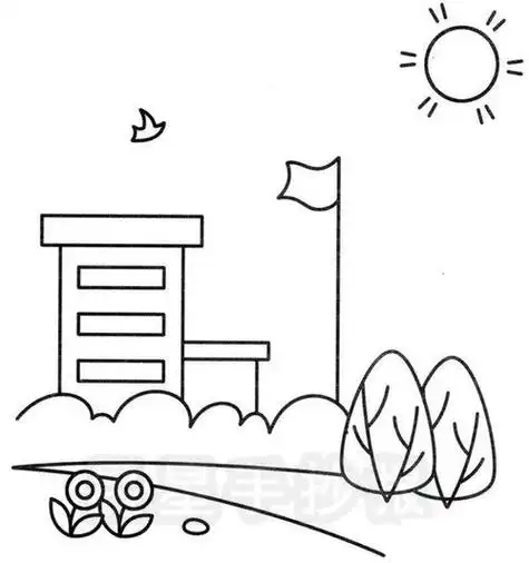 我的学校六年级小学生简笔画