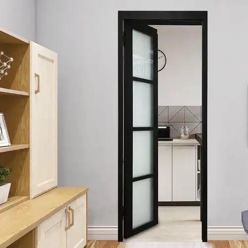 窄边黑色pd门平开推拉门一体卫生间折叠门推拉门定制无轨厨房门