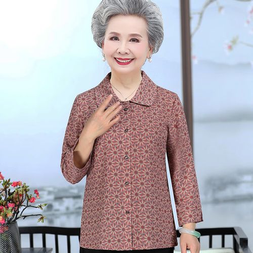 百鹿威老年衣服女50-60岁衬衫奶奶装夏装时尚中女装60-70-80岁老太太