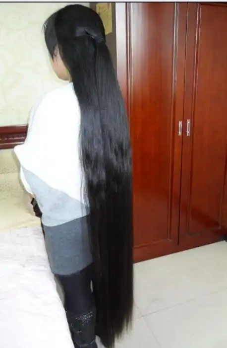 分层剪下超长黑粗辫-爱的边缘62#(10) 剪发_中国长发