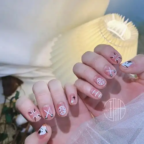 简单手绘万圣节美甲