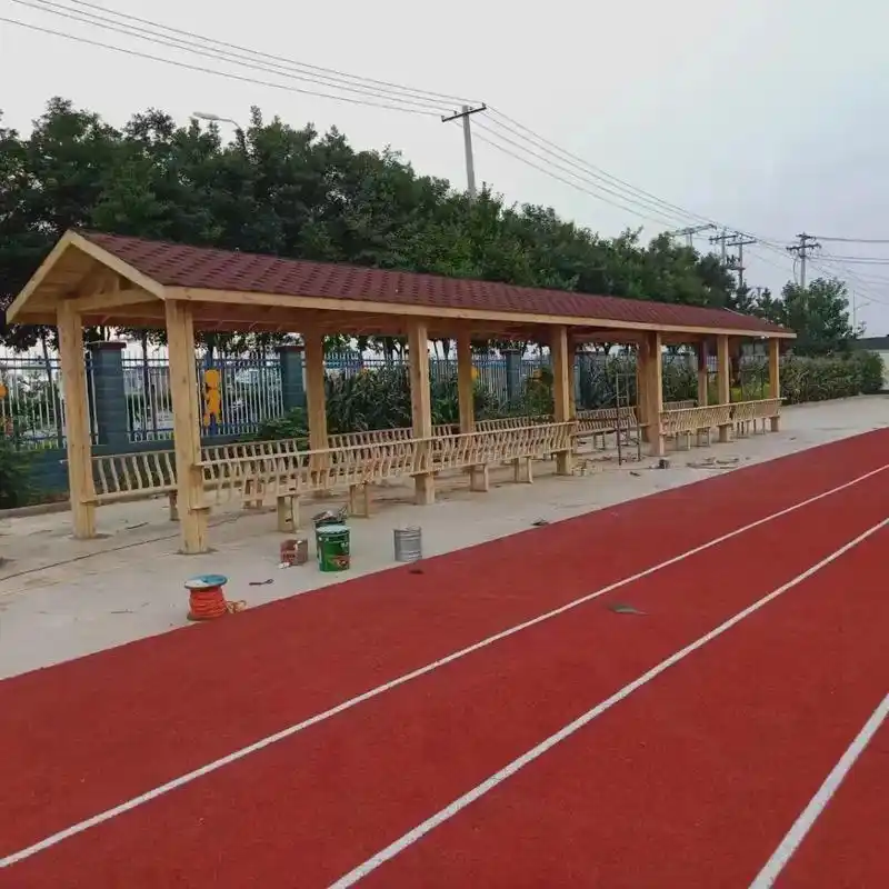 北京延庆县防腐木长廊效果图室外防腐木.