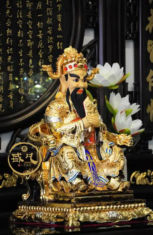 摆件神像台湾盛凡纯铜鎏金五爷广济龙王佛像摆件